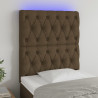 Zagłówek do łóżka z LED ciemnobrązowy 80x7x118/128 cm tkanina
