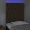Zagłówek do łóżka z LED ciemnobrązowy 80x7x118/128 cm tkanina
