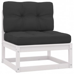 Ogrodowa sofa środkowa z antracytowymi poduszkami, białe drewno