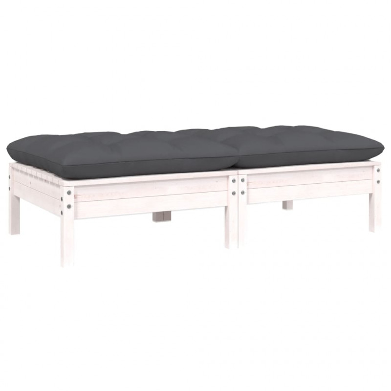 2-osobowa sofa ogrodowa z poduszkami, biała, drewno sosnowe