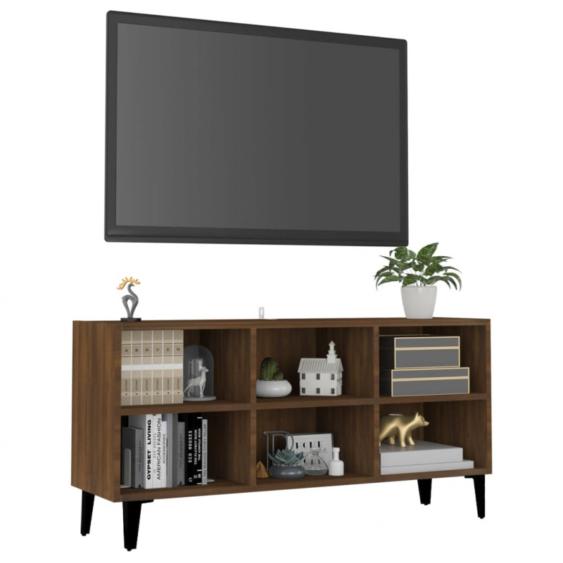 Szafka TV, metalowe nóżki, brązowy dąb, 103,5x30x50 cm