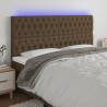 Zagłówek do łóżka z LED ciemnobrązowy 180x7x118/128 cm tkanina