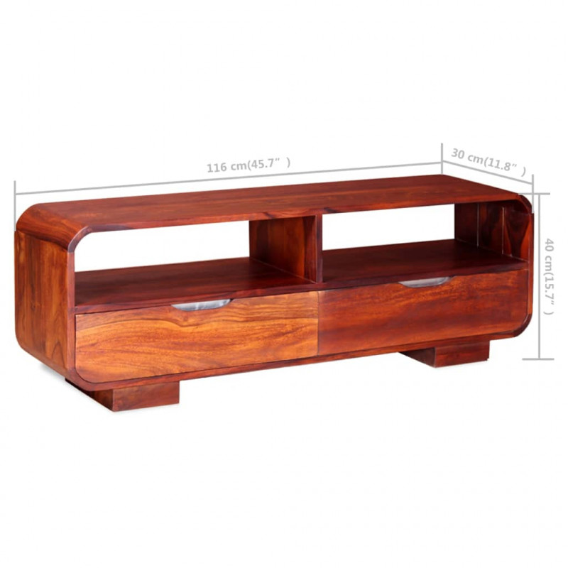 Szafka pod TV z drewna sheesham, 116 x 30 x 40 cm