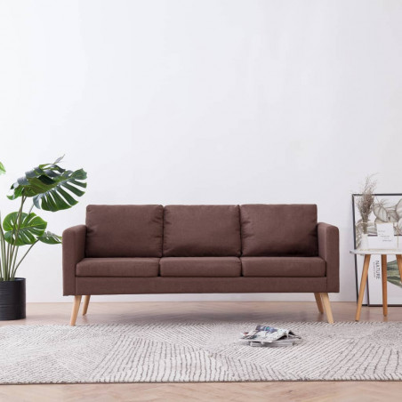 3-osobowa sofa tapicerowana tkaniną, brązowa