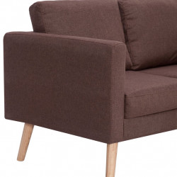 3-osobowa sofa tapicerowana tkaniną, brązowa