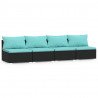 4-osobowa sofa ogrodowa z poduszkami, czarna, polirattan