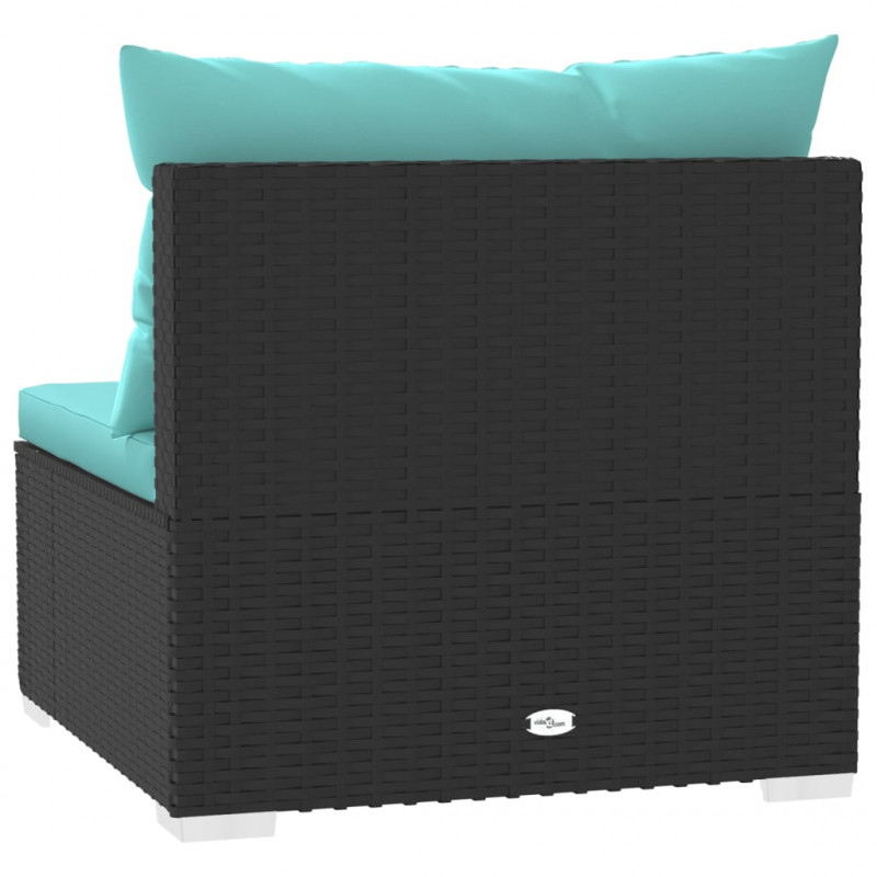 4-osobowa sofa ogrodowa z poduszkami, czarna, polirattan