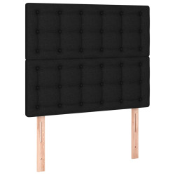 Zagłówek do łóżka z LED, czarny, 100x5x118/128 cm, tkanina