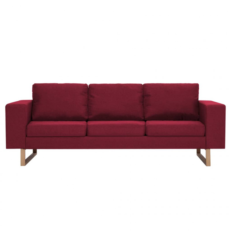 Sofa 3-osobowa, tapicerowana tkaniną, kolor czerwonego wina