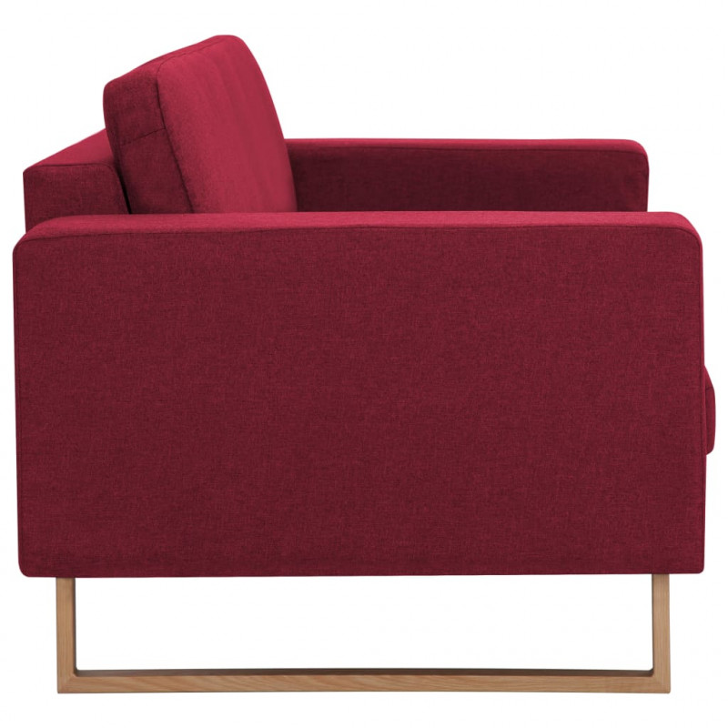 Sofa 3-osobowa, tapicerowana tkaniną, kolor czerwonego wina