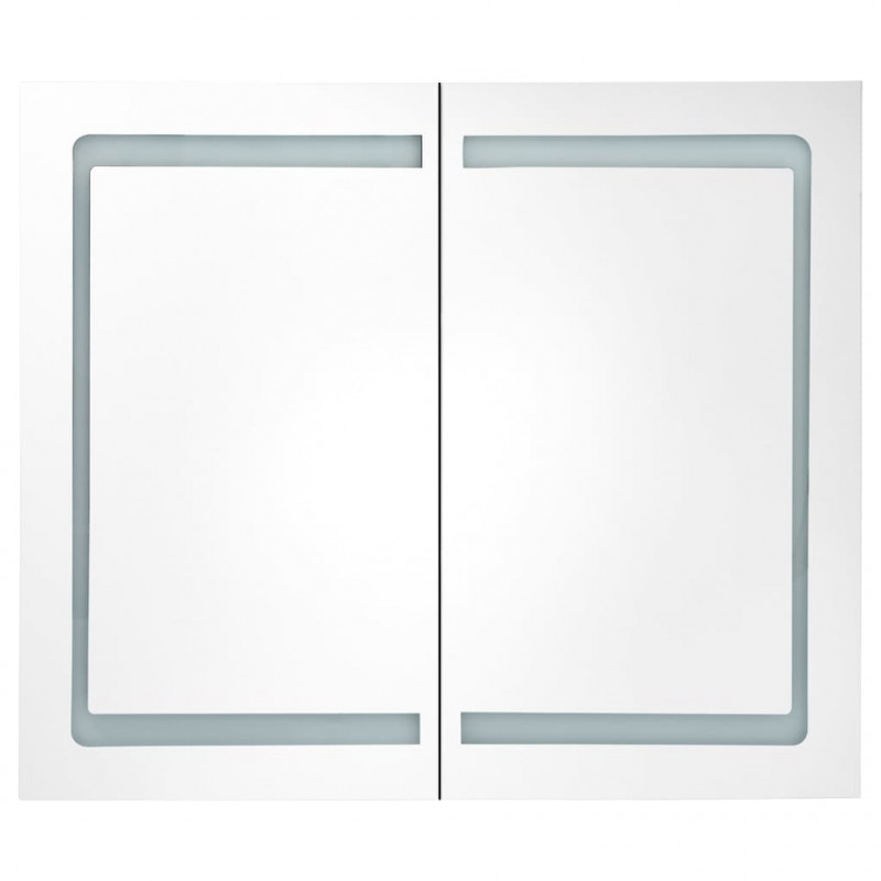 Szafka łazienkowa z lustrem i LED, szara, 80x12x68 cm