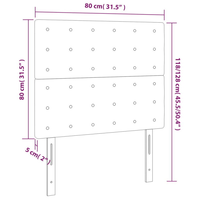 Zagłówek do łóżka z LED, ciemnoniebieski, 80x5x118/128 cm