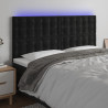 Zagłówek do łóżka z LED, czarny, 180x5x118/128 cm, aksamit