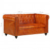 2-osobowa sofa Chesterfield, jasnobrązowa, skóra naturalna