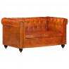 2-osobowa sofa Chesterfield, jasnobrązowa, skóra naturalna
