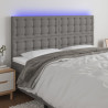 Zagłówek do łóżka z LED, ciemnoszary, 180x5x118/128 cm, tkanina