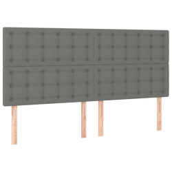 Zagłówek do łóżka z LED, ciemnoszary, 180x5x118/128 cm, tkanina
