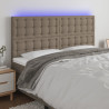 Zagłówek do łóżka z LED, taupe, 200x5x118/128 cm, tkanina