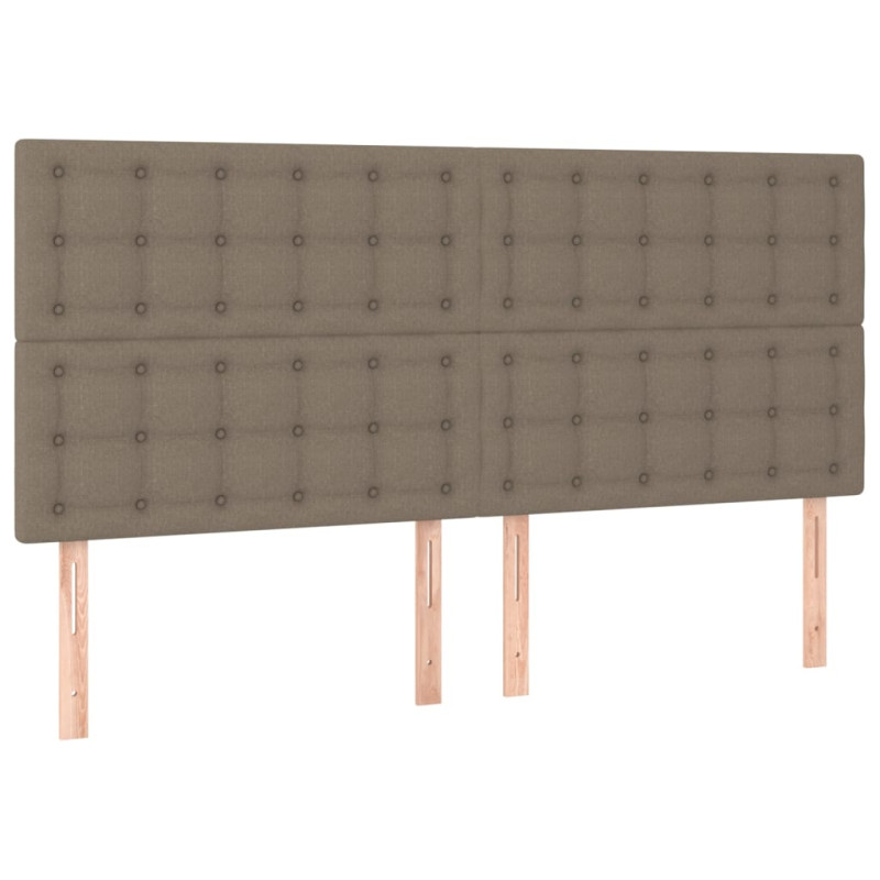 Zagłówek do łóżka z LED, taupe, 200x5x118/128 cm, tkanina