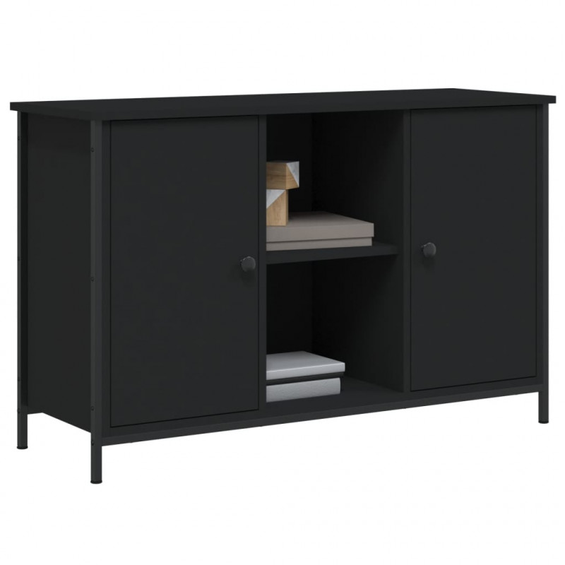 Szafka pod TV, czarna, 100x35x65 cm, materiał drewnopochodny