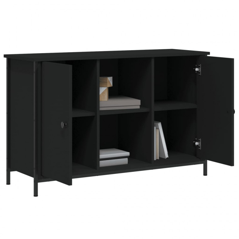 Szafka pod TV, czarna, 100x35x65 cm, materiał drewnopochodny