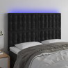 Zagłówek do łóżka z LED, czarny, 144x5x118/128 cm, aksamit