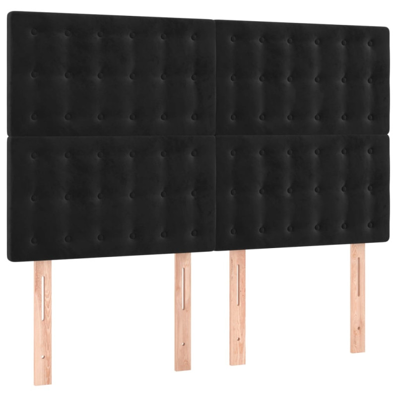 Zagłówek do łóżka z LED, czarny, 144x5x118/128 cm, aksamit
