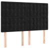Zagłówek do łóżka z LED, czarny, 144x5x118/128 cm, aksamit