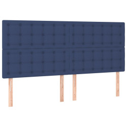 Zagłówek do łóżka z LED, niebieski, 200x5x118/128 cm, tkanina