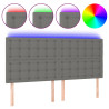 Zagłówek do łóżka z LED, ciemnoszary, 160x5x118/128 cm, tkanina