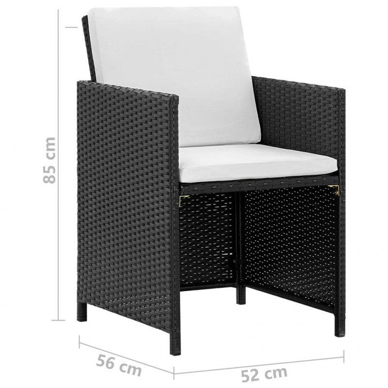 5-cz. zestaw mebli ogrodowych z poduszkami, rattan PE, czarny