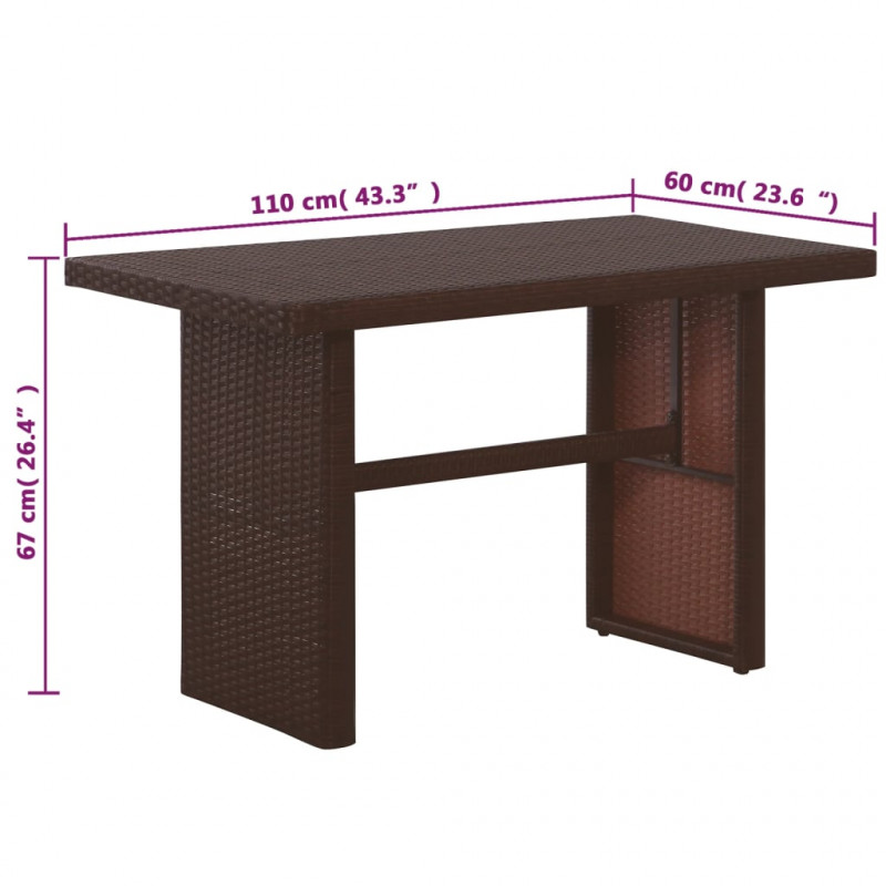 3-cz. zestaw mebli bistro z poduszkami, rattan PE, brązowy