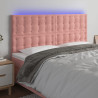 Zagłówek do łóżka z LED, różowy, 200x5x118/128 cm, aksamit