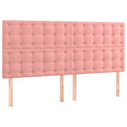 Zagłówek do łóżka z LED, różowy, 200x5x118/128 cm, aksamit