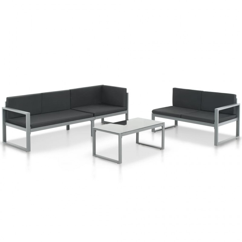 3-częściowy zestaw wypoczynkowy do ogrodu, aluminium, czarny