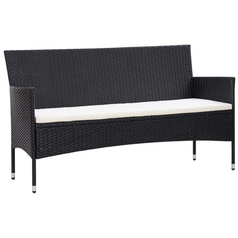5-częściowy zestaw mebli do ogrodu, poduszki, rattan PE, czarny