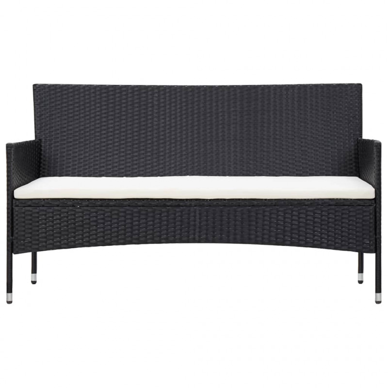 5-częściowy zestaw mebli do ogrodu, poduszki, rattan PE, czarny