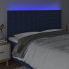Zagłówek do łóżka z LED, niebieski, 180x5x118/128 cm, tkanina