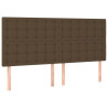Zagłówek do łóżka z LED ciemnobrązowy 160x5x118/128 cm tkanina