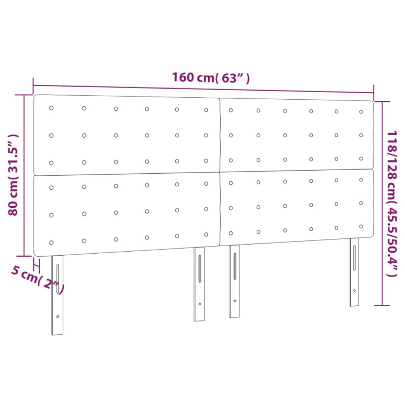 Zagłówek do łóżka z LED ciemnobrązowy 160x5x118/128 cm tkanina