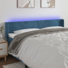 Zagłówek do łóżka z LED ciemnoniebieski 163x16x78/88 cm aksamit