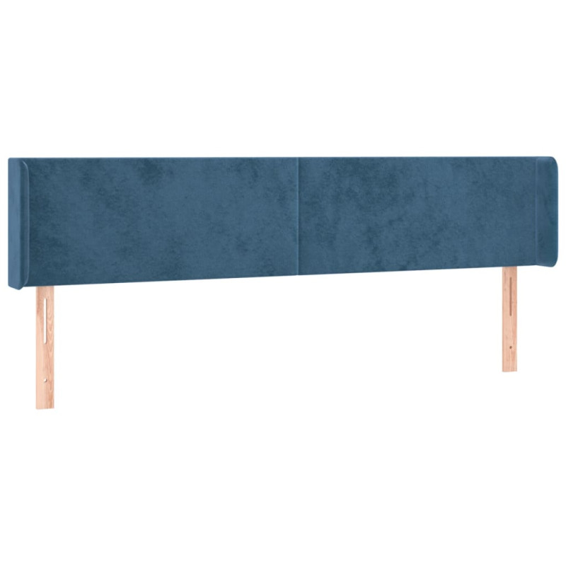 Zagłówek do łóżka z LED ciemnoniebieski 163x16x78/88 cm aksamit