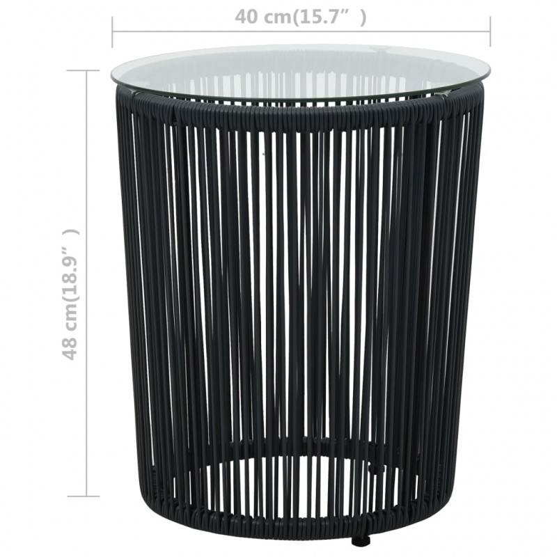 3-częściowy zestaw mebli bistro, poduszki, rattan PE, czarny