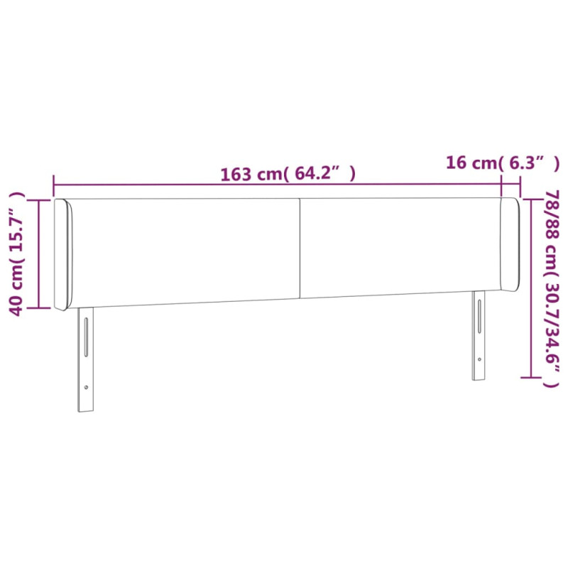 Zagłówek do łóżka z LED ciemnoniebieski 163x16x78/88 cm aksamit