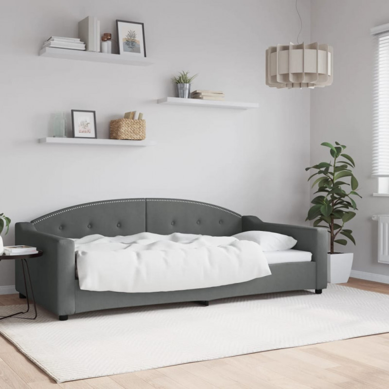 Sofa z funkcją spania, ciemnoszara, 100x200 cm, obita tkaniną