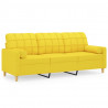 3-osobowa sofa z poduszkami, żółta, 180 cm, tkanina