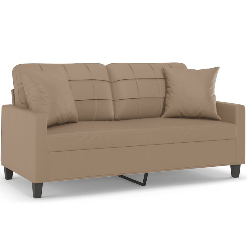 2-osobowa sofa z poduszkami, cappuccino, 140 cm, sztuczna skóra