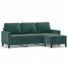 3-osobowa sofa z podnóżkiem, ciemnozielony, 180 cm, aksamit