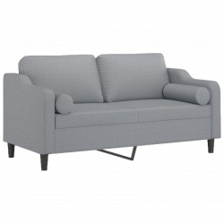 2-osobowa sofa z poduszkami, jasnoszara, 140 cm, tkanina