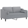 2-osobowa sofa z poduszkami, jasnoszara, 140 cm, tkanina